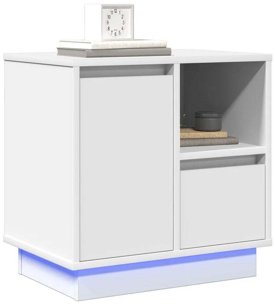 Éjjeli asztalok LED-del 2 db Fehér 50x34,5x50 cm