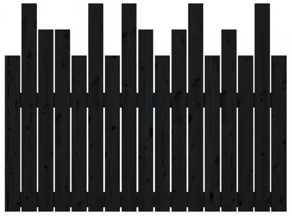 fekete tömör fenyőfa fali fejtámla 108 x 3 x 80 cm