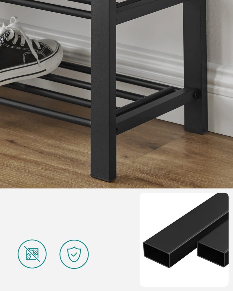 Cipősszekrény paddal és szürke ülőkével MOBRIX 81x49 cm, fekete