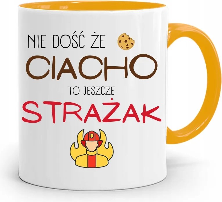 Sárga Bögre Tűzoltónak Nem Elég, Hogy Süti! fényképes nyomattal