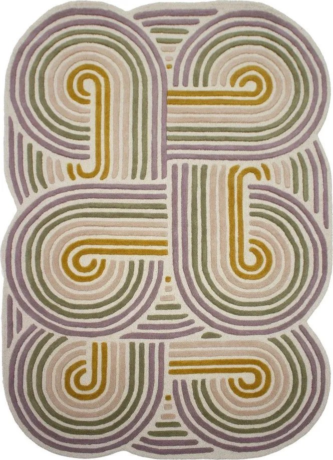 Zöld kézi szövésű gyapjú szőnyeg 140x200 cm Spiral Shaped – Flair Rugs