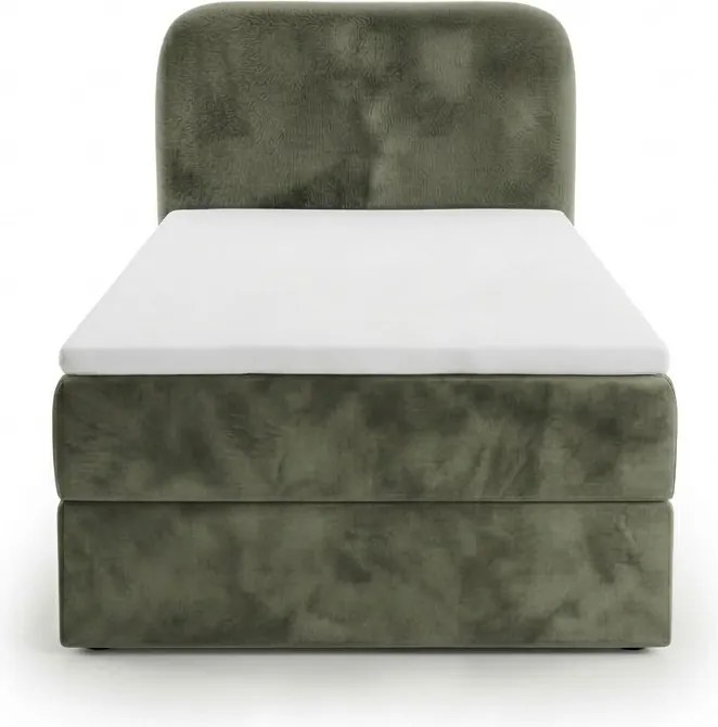 Kárpitozott boxspring ágy FORENA 90x200 cm sötétzöld Matrac: Bonell rugós matrac