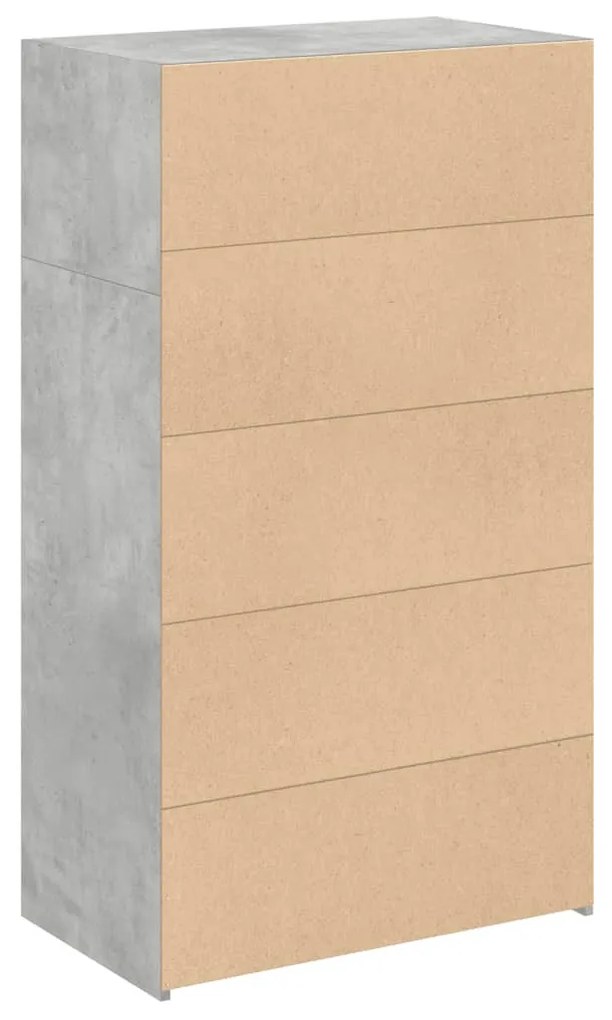betonszürke szerelt fa magasszekrény 70 x 41 x 124 cm