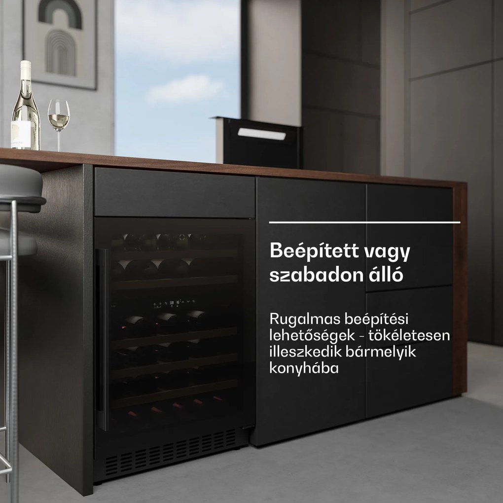 Klarstein Velaire pult alatti borhűtő, modern, elegáns, UV-védelem, Kétzónás, 46 palack