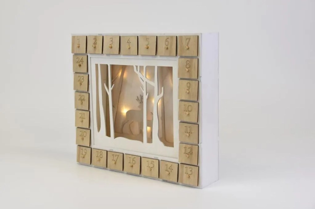 NEXOS Fa adventi naptár erdő motívummal 7 LED elemes