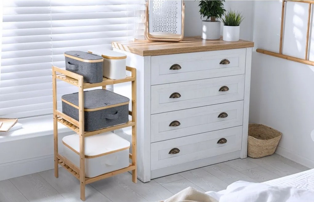 G21 tárolódoboz 24 x 30 x 15 cm, bambusz, fedéllel, szürke