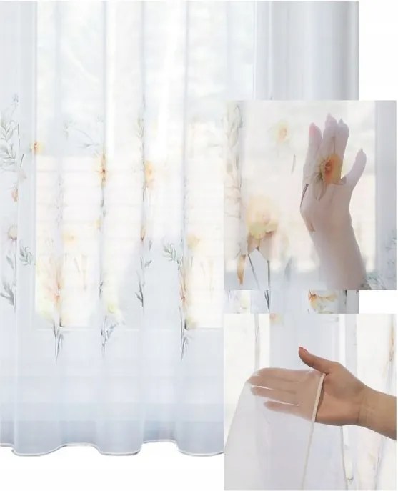 Függöny Fátyol Függöny Mezei Virágok Könnyű Béka Szalag Cső Sz.300x140