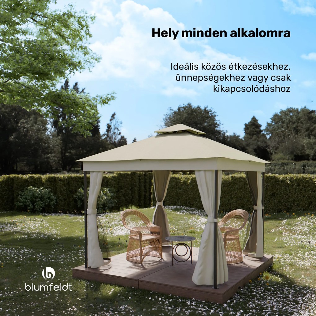 Blumfeldt Mondo Dual pavilon 3x3 dupla tetővel és szúnyoghálóval