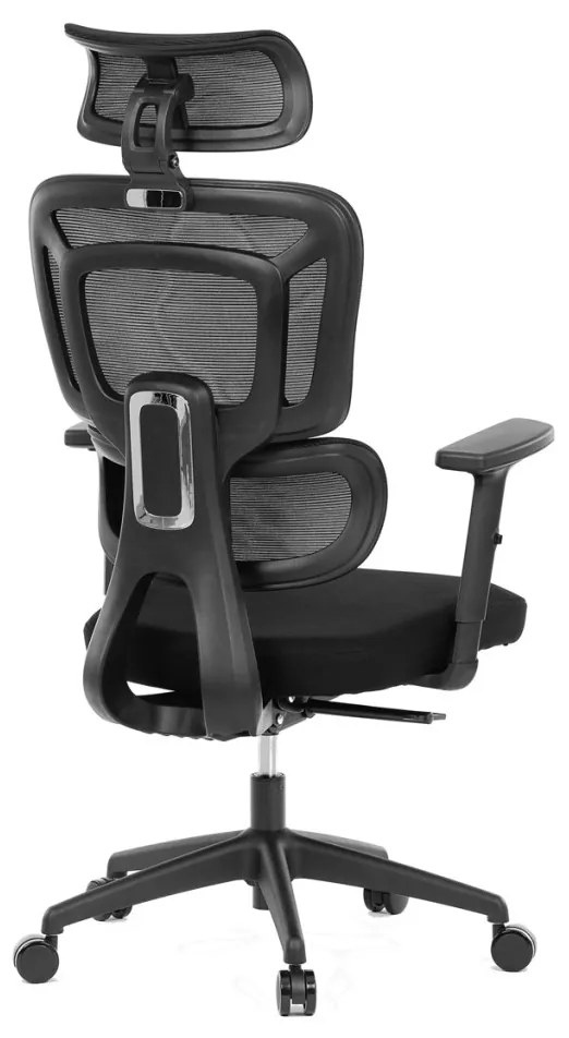 Scaun Modern De Birou Negru Cu Spătar Ergonomic Textil Aerisit Și Cotieră