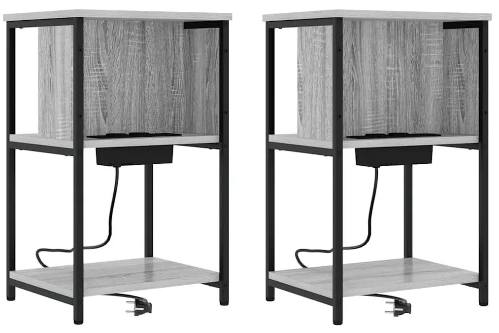 Éjjeliszekrény 2 pcs Szürke sonoma 38 x 31 x 61 cm Faanyag