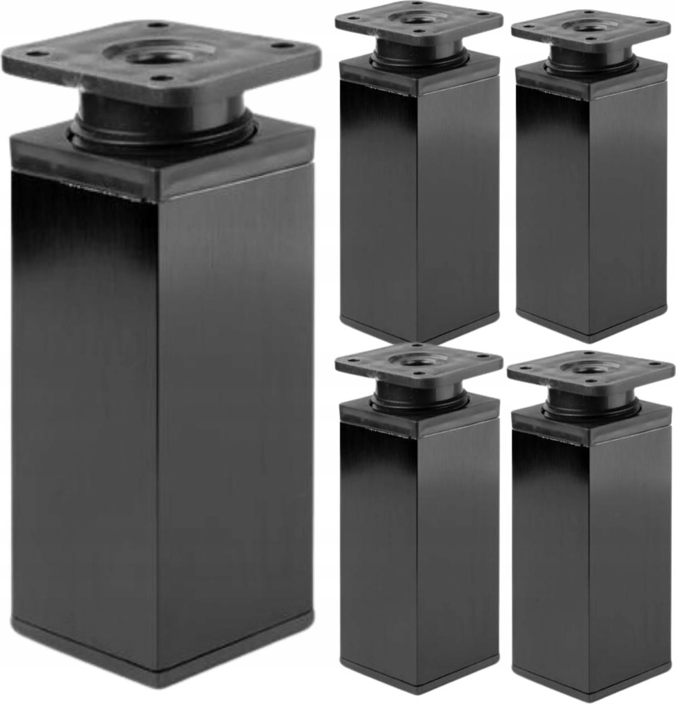 Bútorlábak Négyzet Alakú Fekete Állítható Alumínium 10 cm. Szekrénybútorokhoz