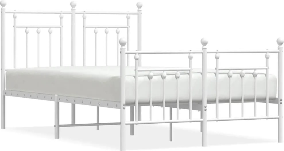 vidaXL fehér fém ágykeret fej- és lábtámlával 120x200 cm