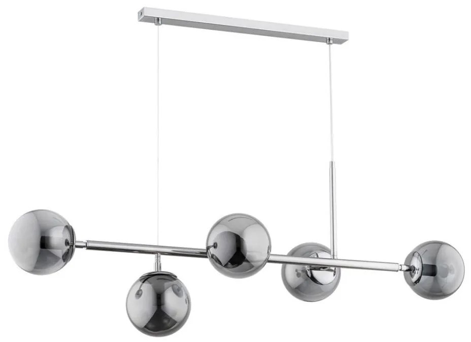 Csillár zsinóron DANSA 5xE14/10W/230V szürke/fényes króm