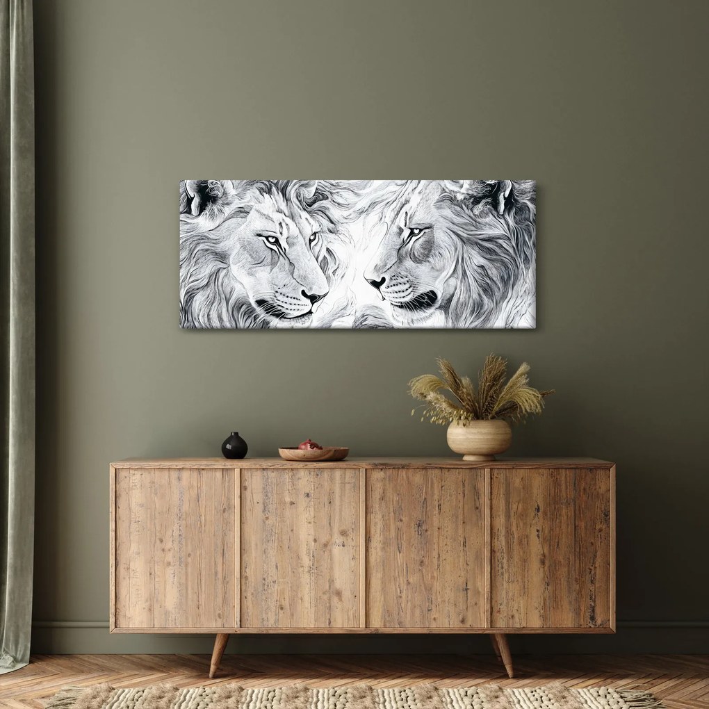 Kép - Rajzolt oroszlánfejek (120x50 cm)