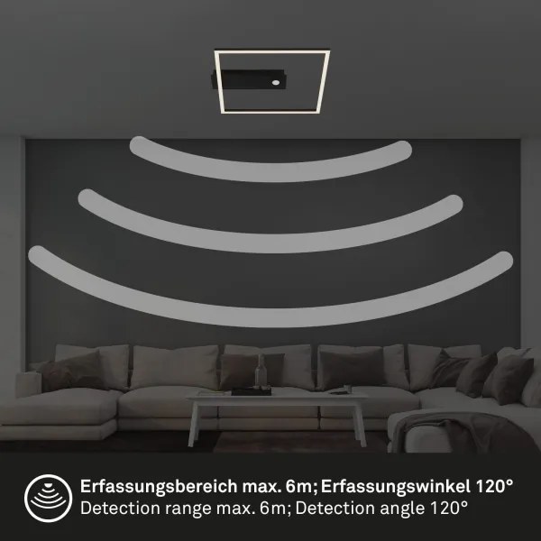 Briloner 3770-015 -LED Mennyezeti lámpa érzékelővel FRAME LED/14W/230V 3000K 32x30 cm fekete