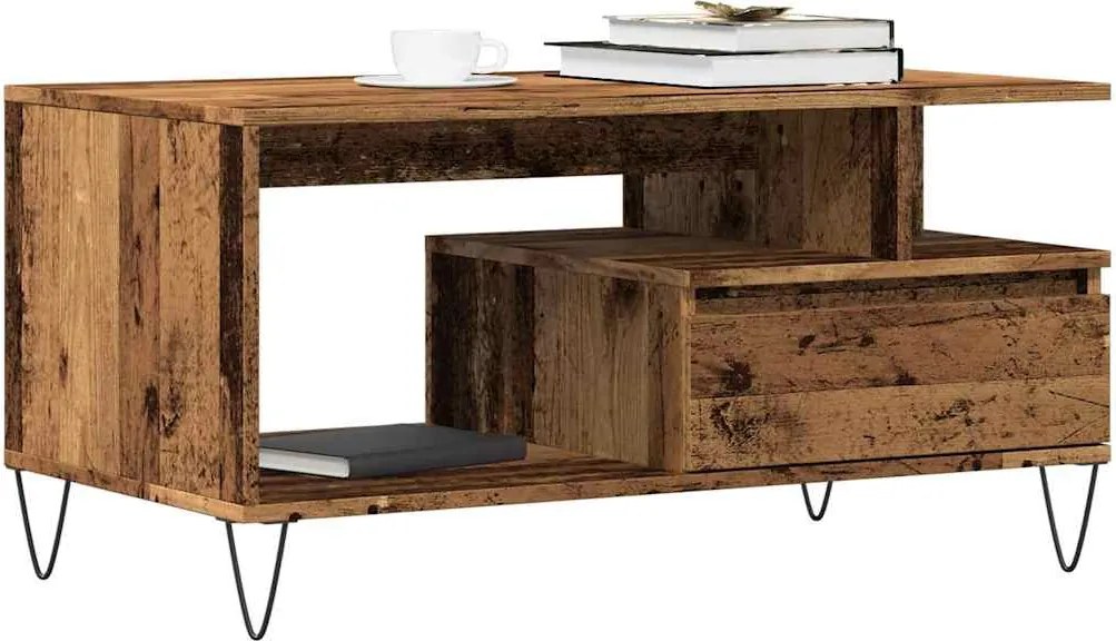 vidaXL antik fa színű szerelt fa dohányzóasztal 90 x 49 x 45 cm