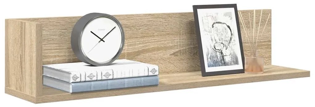 2 db sonoma tölgy színű szerelt fa fali polc 75 x 16,5 x 16,5cm