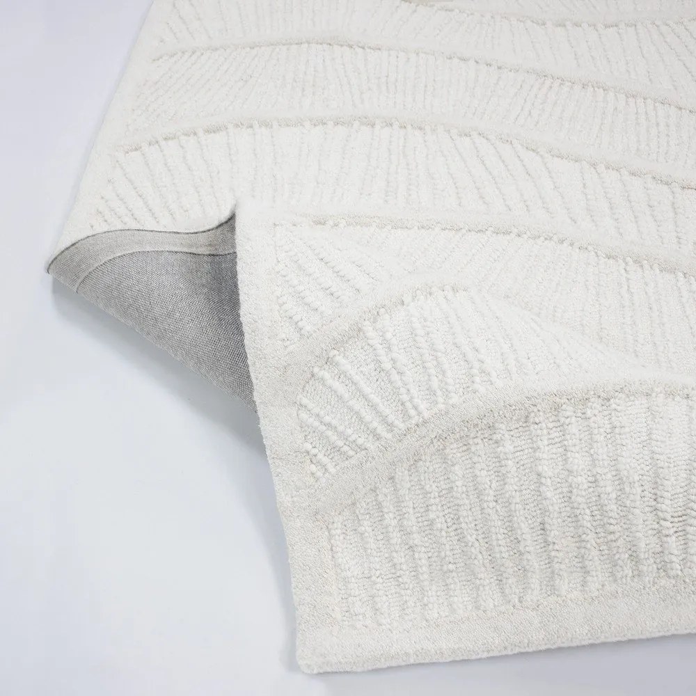 Fehér kézi szövésű gyapjúkeverék szőnyeg 200x290 cm Sculptured Wave – Flair Rugs