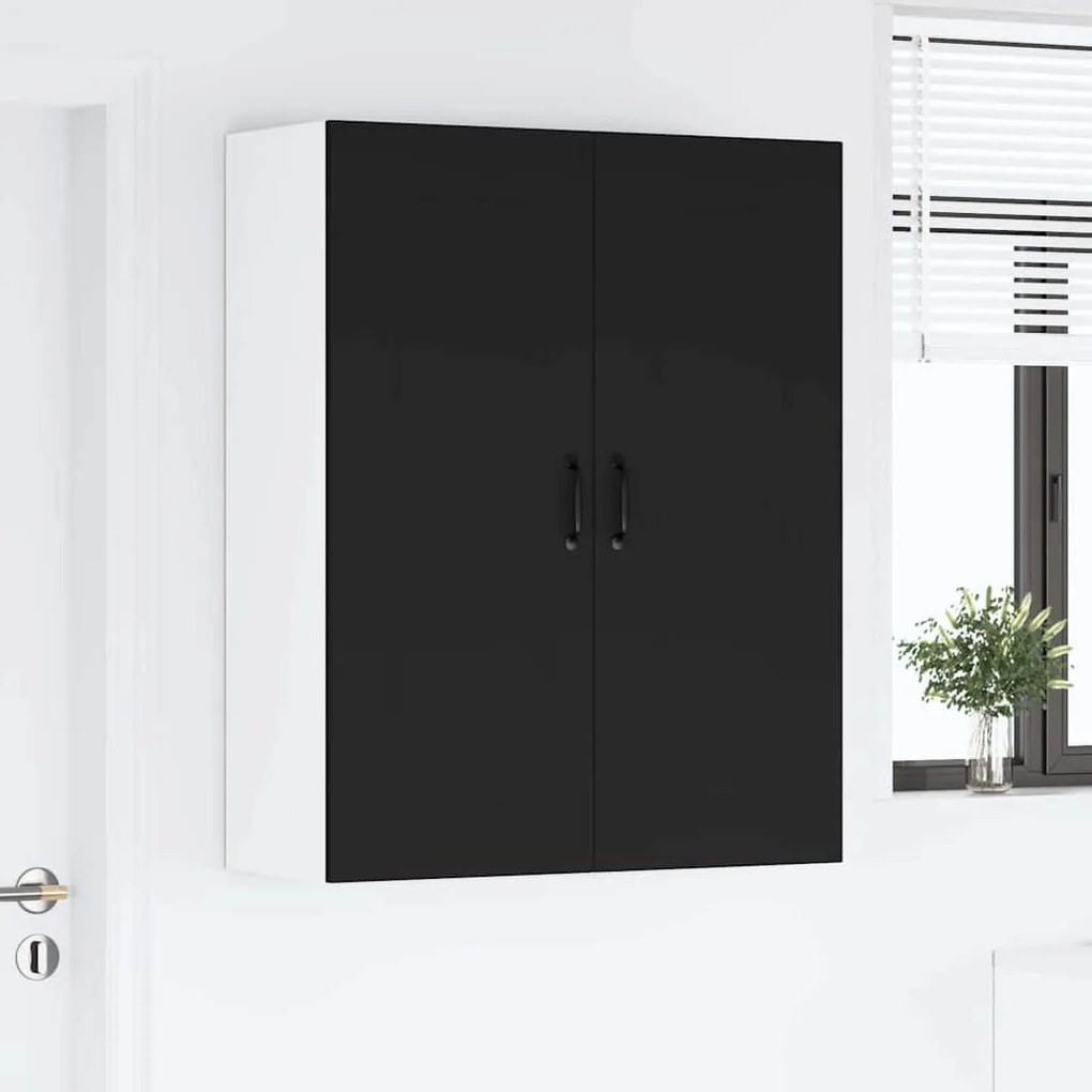 Fali konyhaszekrény polcokkal Fekete 80 x 31 x 100 cm Faanyag