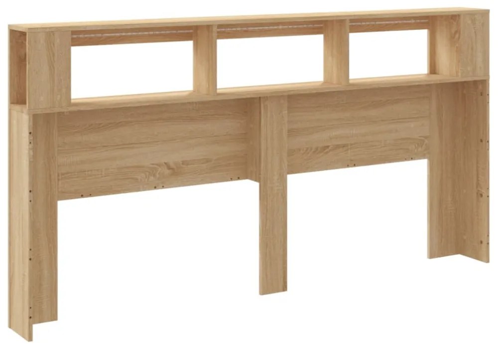 sonoma tölgy színű szerelt fa LED-es fejtámla 200x18,5x103,5 cm
