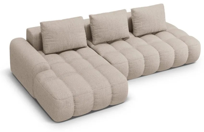 Világosbarna kinyitható-tárolóhelyes sarokkanapé (bal oldali-heverő résszel) Linz – Cosmopolitan Design