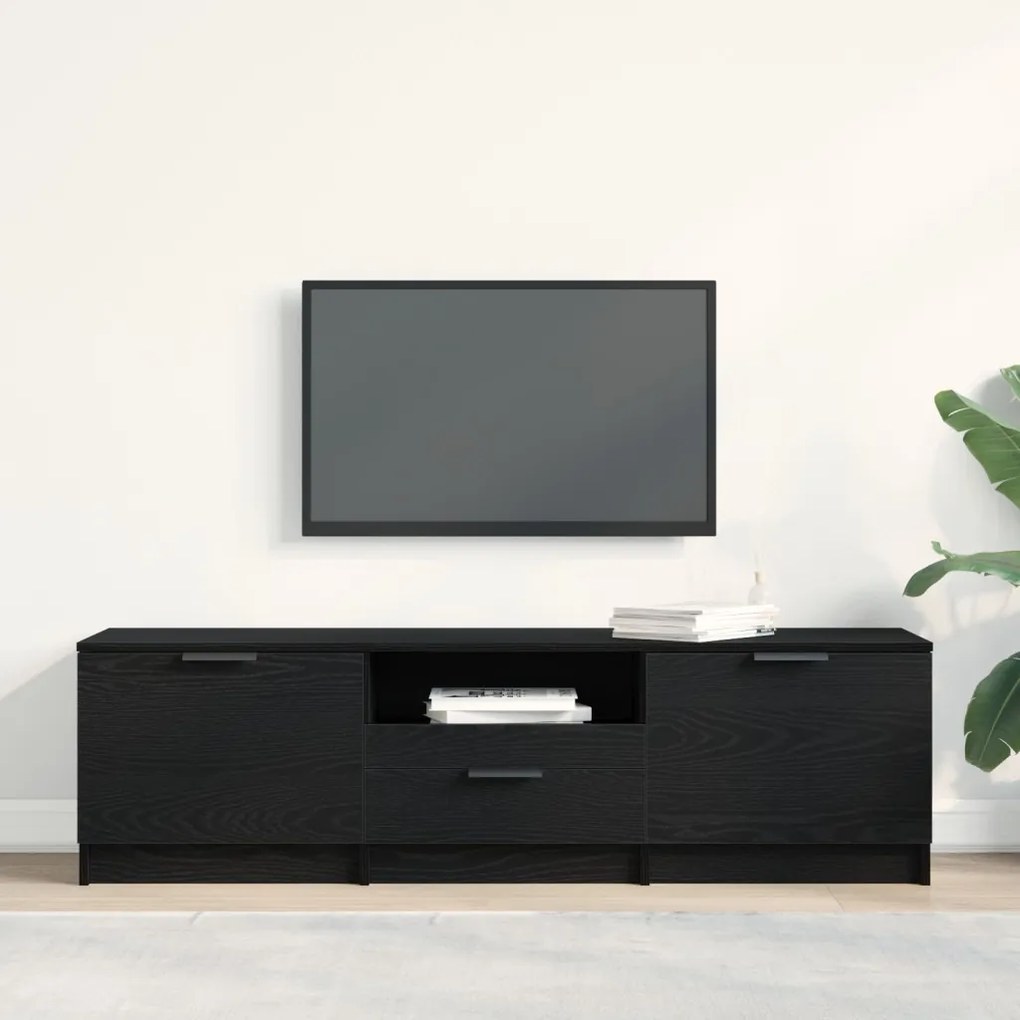 TV Szekrény - Fekete tölgy - 140x35x40 cm - Műanyagból készült