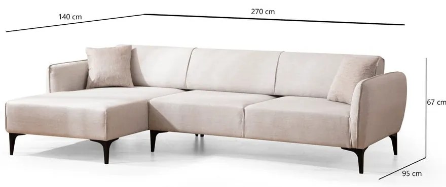Belissimo fehér sarokkanapé, bal oldali – Balcab Home