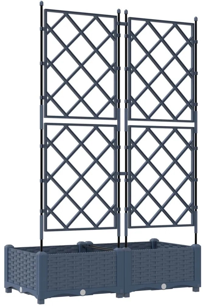 Kertvirágcserép trellissel 2 db Szürke 80x40x125.5 cm
