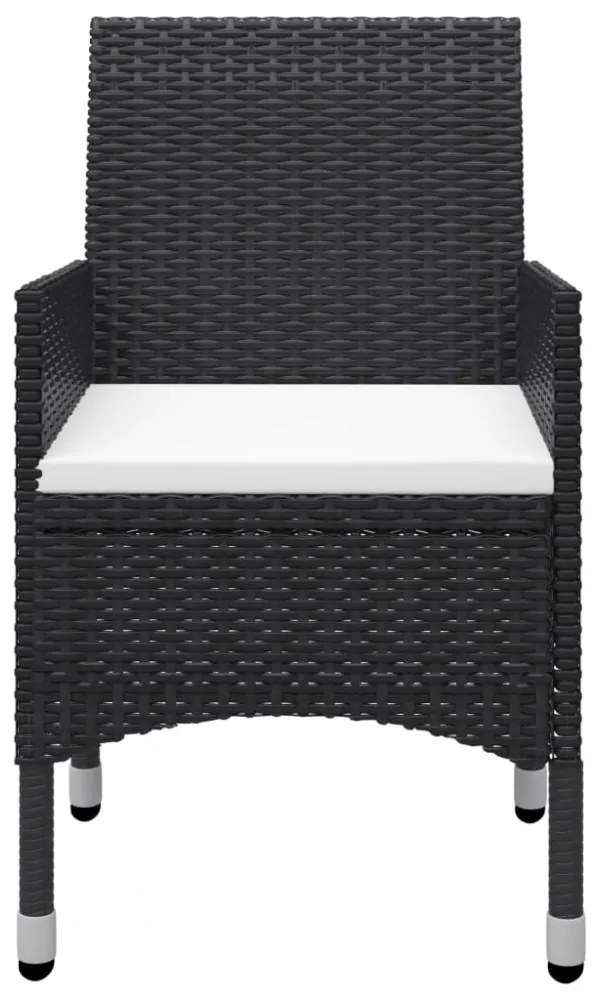 9 részes fekete polyrattan és üveg kerti étkezőgarnitúra