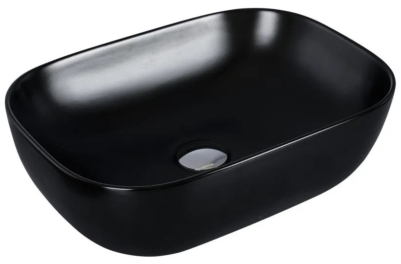 Eros SMILE 3 - PULTRA ültethető - Top Counter - porcelán mosdó - MATT FEKETE - 46,5 x 32,5 x 13 cm