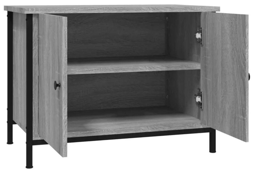 szürke sonoma színű szerelt fa TV-szekrény ajtókkal 60x35x45 cm