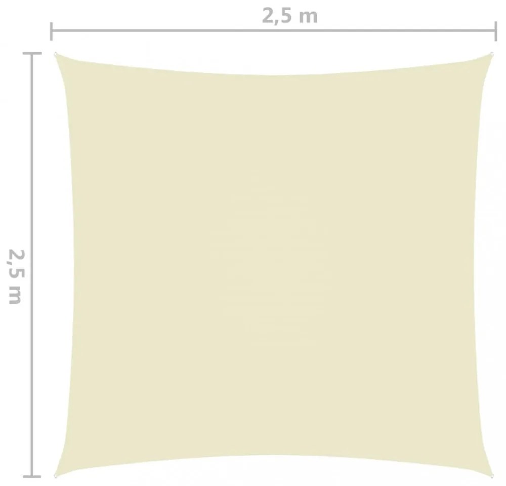 krémszínű négyzet alakú oxford-szövet napvitorla 2,5 x 2,5 m