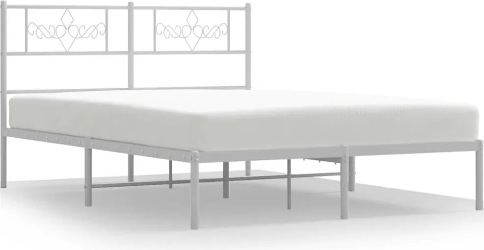 vidaXL fehér fém ágykeret fejtámlával 135 x 190 cm