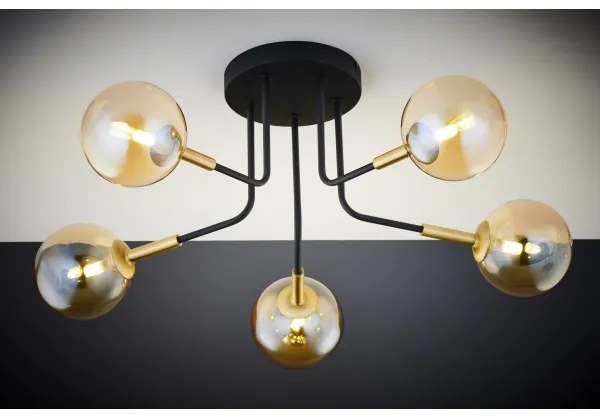 Jupiter 2038 - Felületre szerelhető csillár BURANO 5xG9/10W/230V fekete/arany/bézs