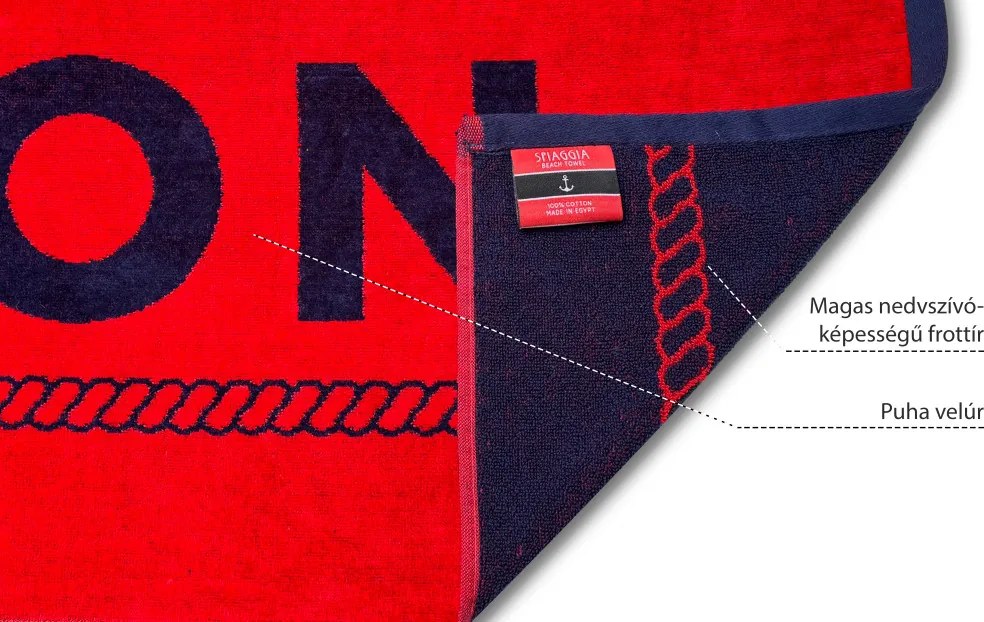 Balaton 2024 kék-piros strandtörölköző