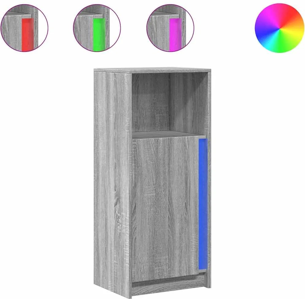 vidaXL szürke sonoma szerelt fa tálalószekrény LED-del 42,5x34x100 cm