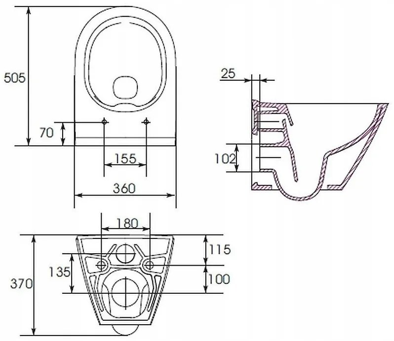 Cersanit City Oval CleaOn, függő WC csésze ülőke nélkül, fehér, K35-025