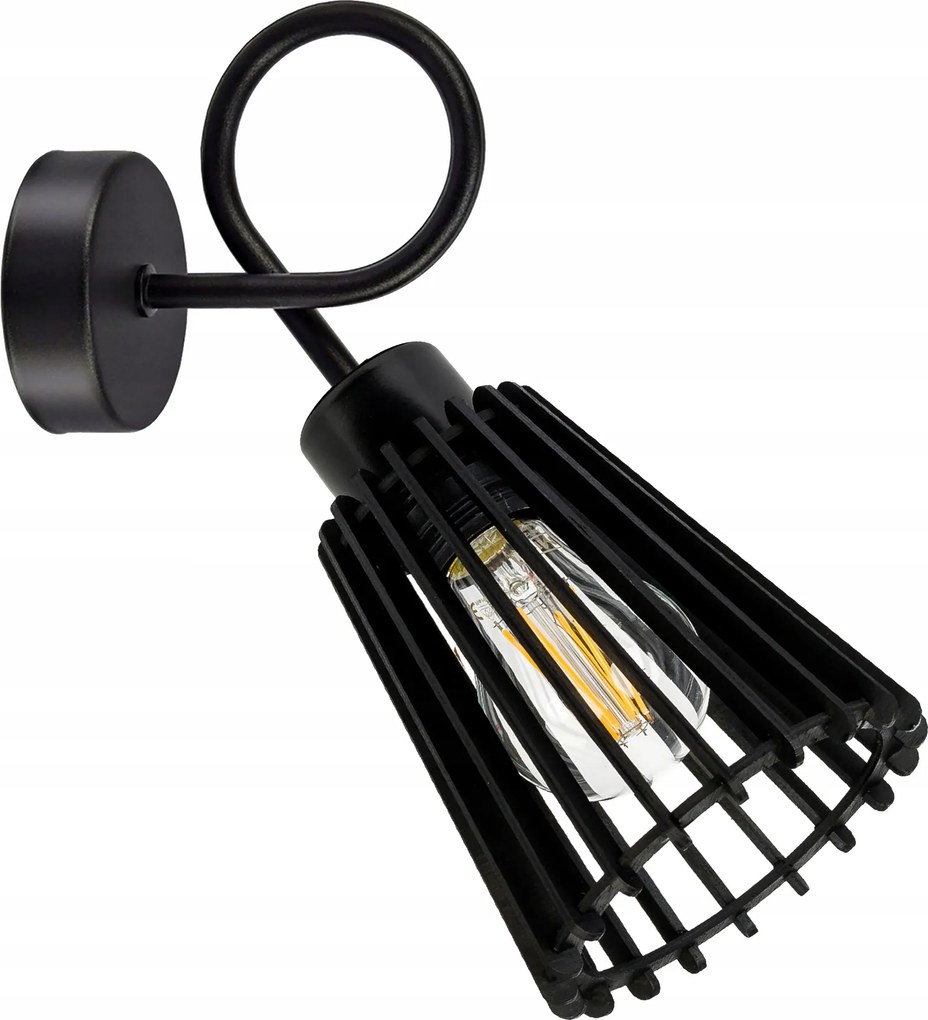 Lámpa fekete fali lámpa E27 fix loft fa piramis öko fekete