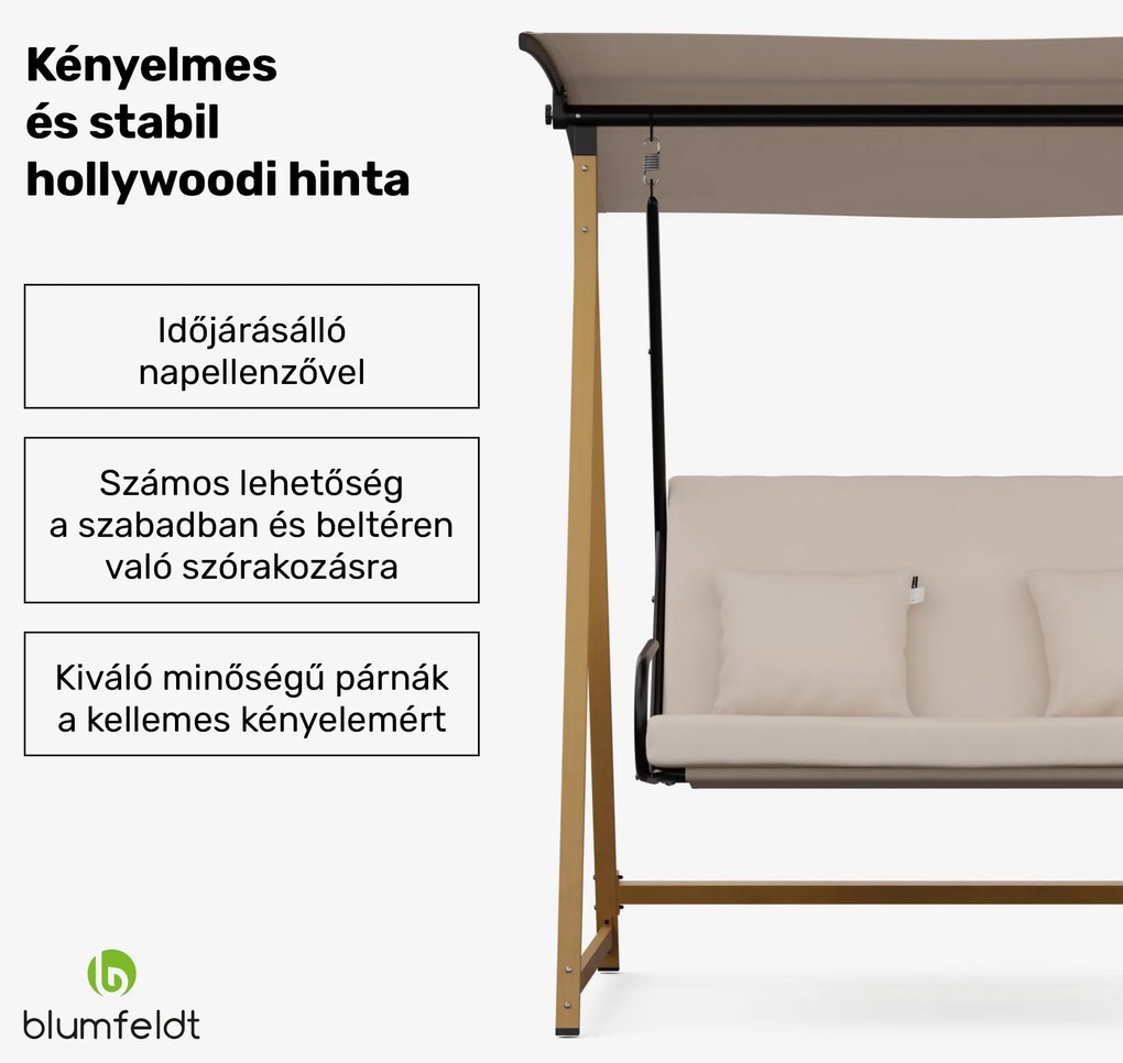 Blumfeldt ZenGrove, hollywoodi hinta, 2 üléses, egyénileg állítható, porszórt acél, időjárásálló