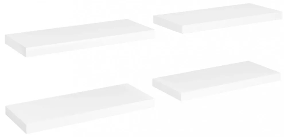 4 db fehér MDF lebegő fali polc 60 x 23,5 x 3,8 cm