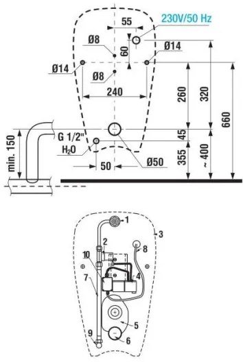 JIKA H8430700000001 - GOLEM piszoár, belső bekötés, hátsó lefolyó, kerámia/fehér