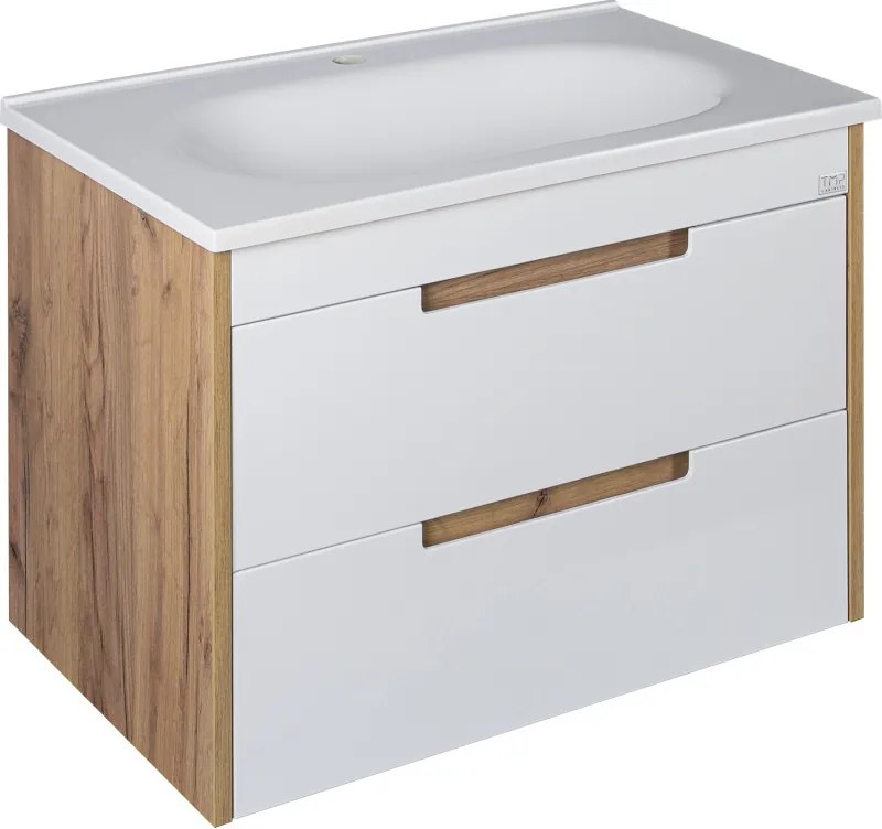 TMP GOLDY 75 fali fürdőszobabútor - öntött műmárvány mosdóval - 75 x 50 x 51 cm