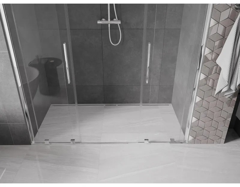 Mexen Velar Duo, nyitható tolóajtó 170x200 cm, 8 mm átlátszó üveg, króm profil, 871-170-000-02-01