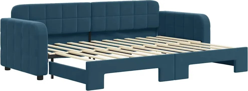 vidaXL kék kihúzható bársony heverő 80 x 200 cm