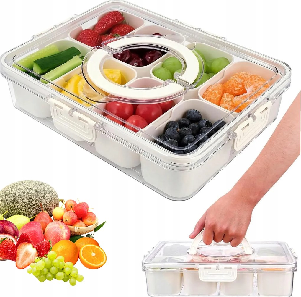 Uzsonnás Tányér Fedéllel Uzsonnás Doboz 8 Rekesszel