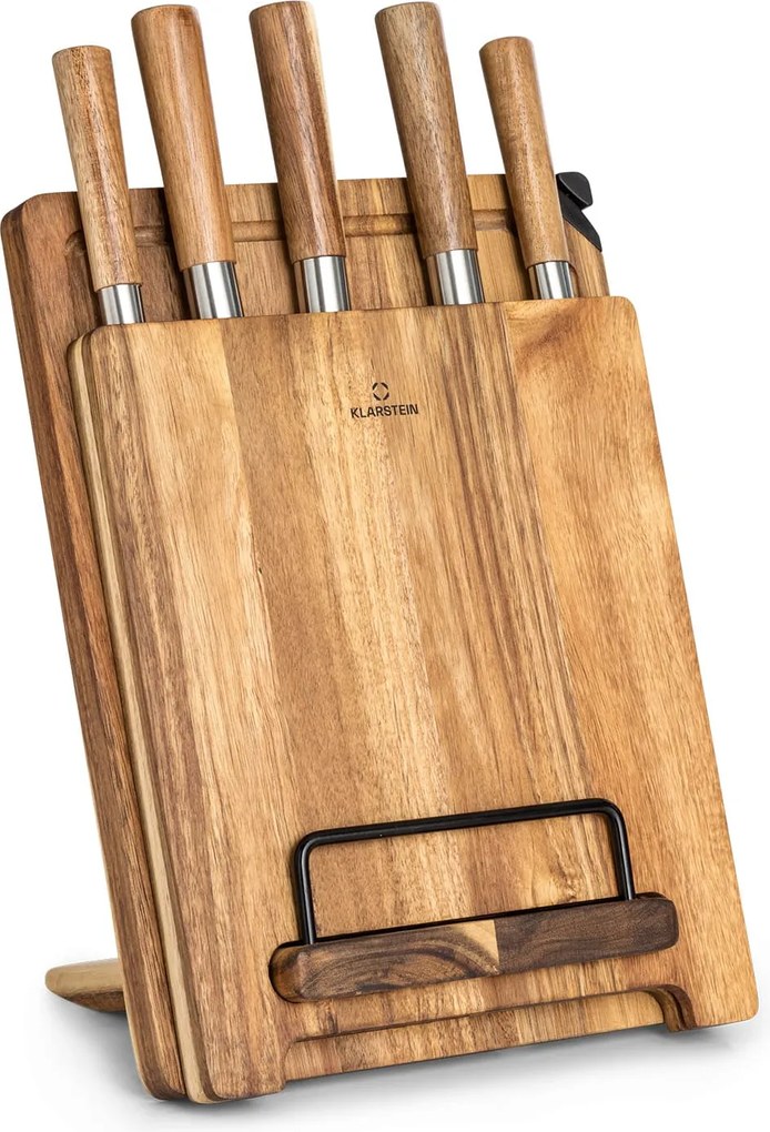 Klarstein Komaki, késkészlet, 8 darabos, 5 kés, 3 vágódeszka, tartó kések élezéséhez