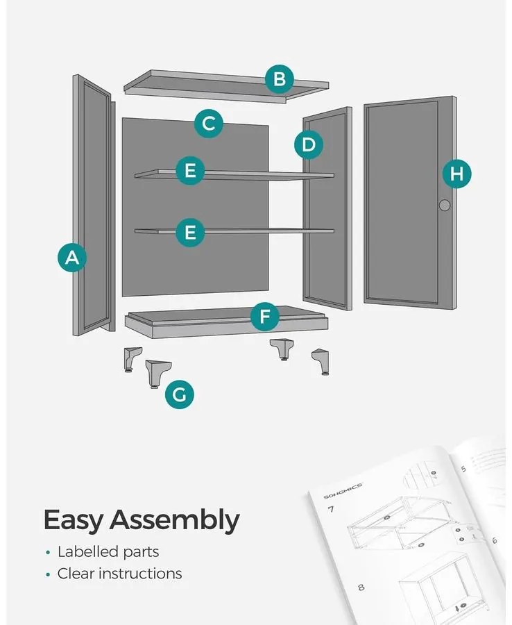 Iratszekrény, többfunkciós garázsszekrény, irodai szekrény 2 ajtóval fekete színben