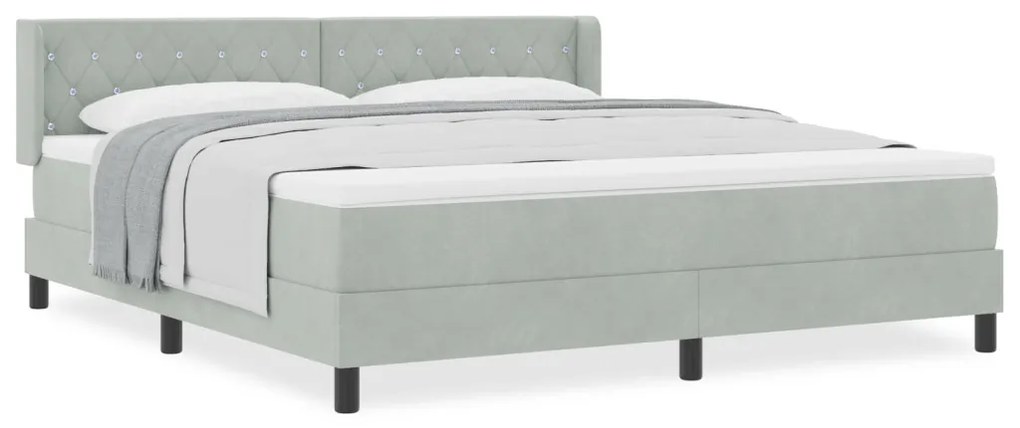 Boxspring Ágy Mattal Világosszürke 180x200 cm Bársony