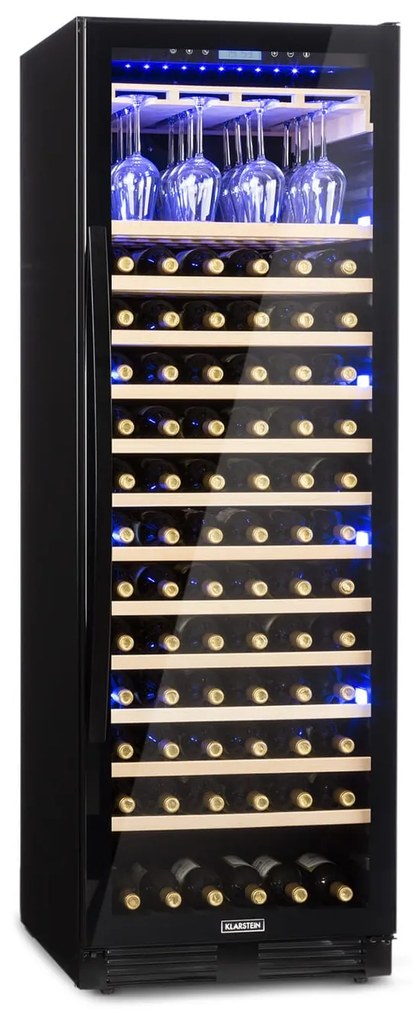 Klarstein Vinovilla Onyx Grande, nagy kapacitású borhűtő, 433 liter, 165 palack, fekete