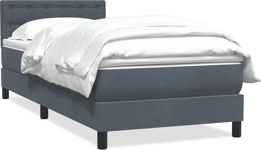 vidaXL sötétszürke bársony rugós ágy matraccal 80x210 cm